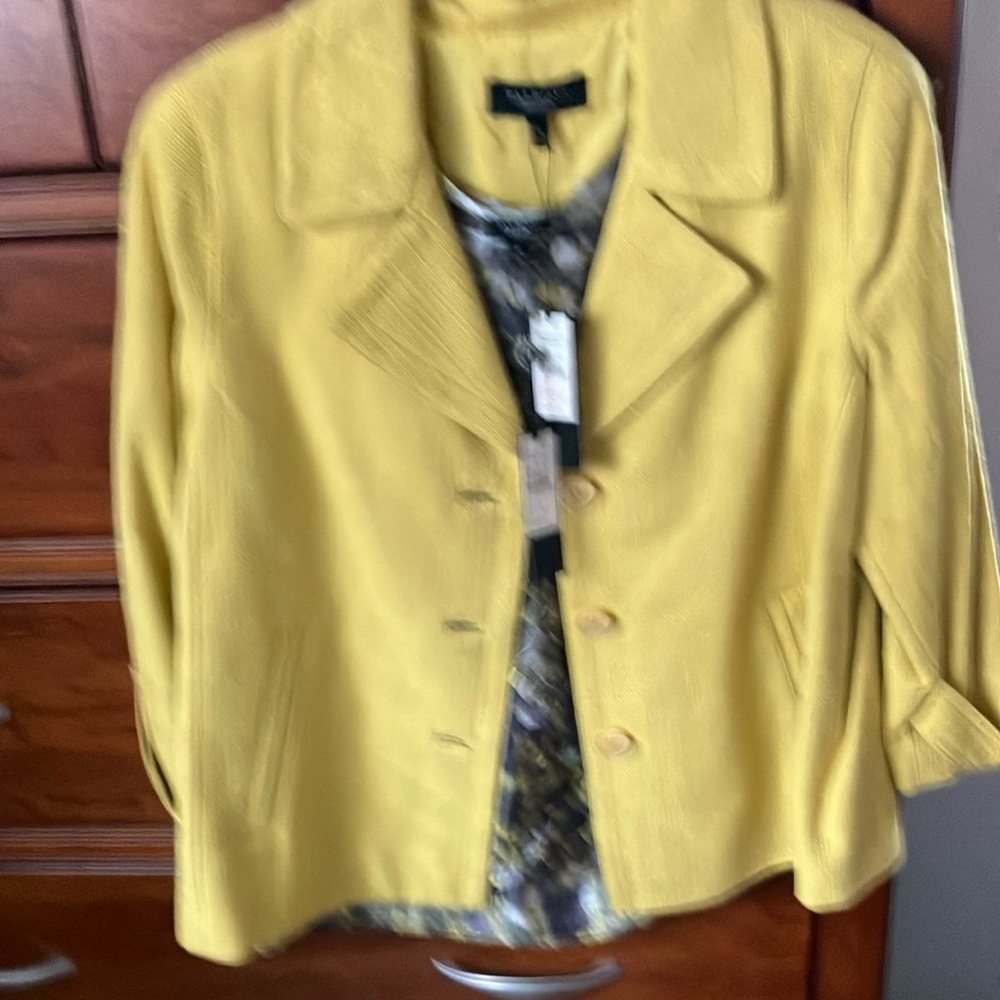 Talbots Yellow Blazer Lightweight Linen Suit Jacket